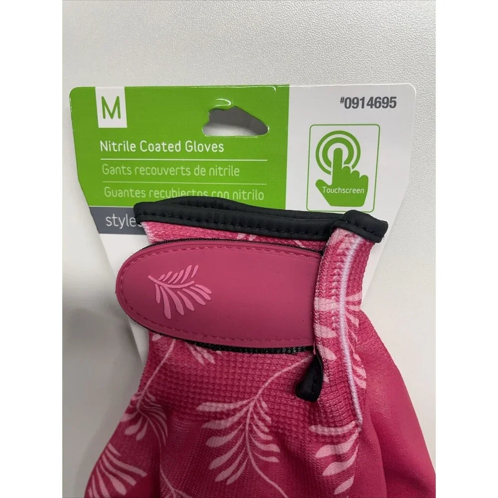 Womens‎ Medium Pink Nitrile Coated Rubber Garden Gloves